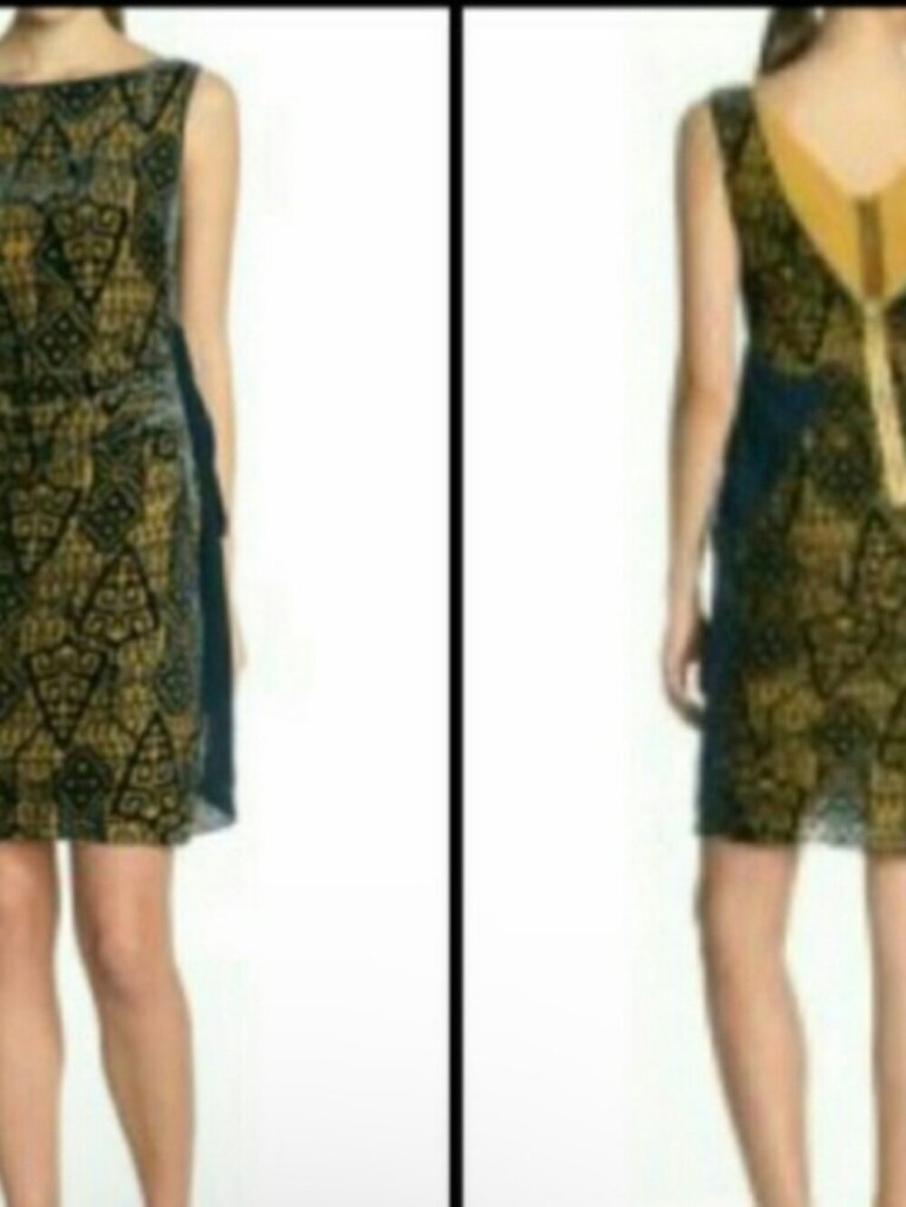 Magachoni Collection Dress Velour silk  shift mini green women 4 event grunge